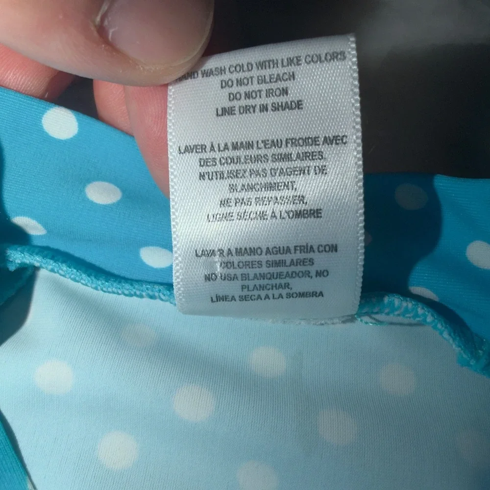 Ruffle Butts Baby Girls Blue‎ Polka Dot Rash Guard Swim Top 18-24 Months